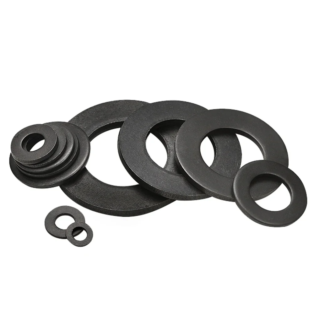 5/10/25/50Pcs M2 M2.5 M3 M4 M5 M6 M8 M10 M12 M14 M16 M20 M22 M24 GB97 Black Grade 8.8 Carbon Steel Flat Washer Plain Gasket Pad