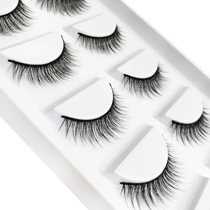 5 คู่/ถาด 3D ธรรมชาติหนาแน่นยืดหยุ่นและ reusable ยาวนาน Full strip eyelashes extension พร้อม customizable