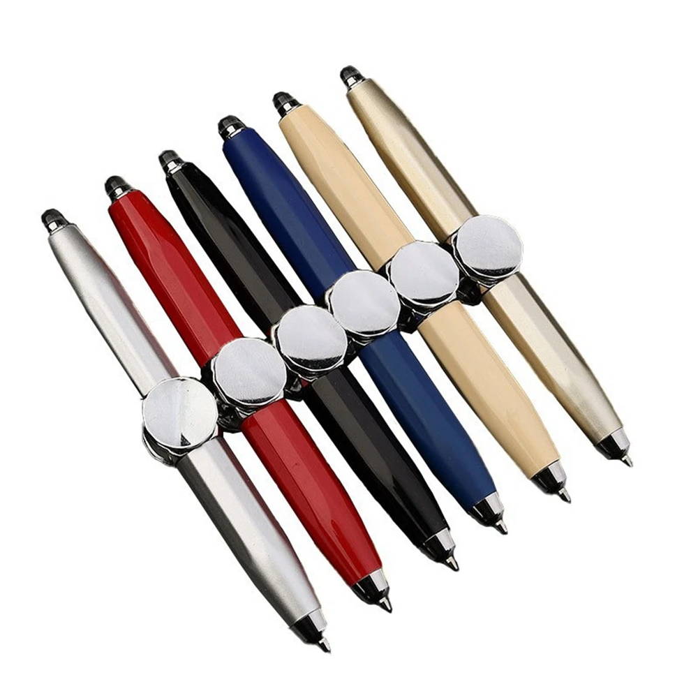 LED Spinning Pen Fidget Spinner Decompression Gyro Metal Ballpoint Pen Office School Supplies Writing Pens Stress Relief Toy