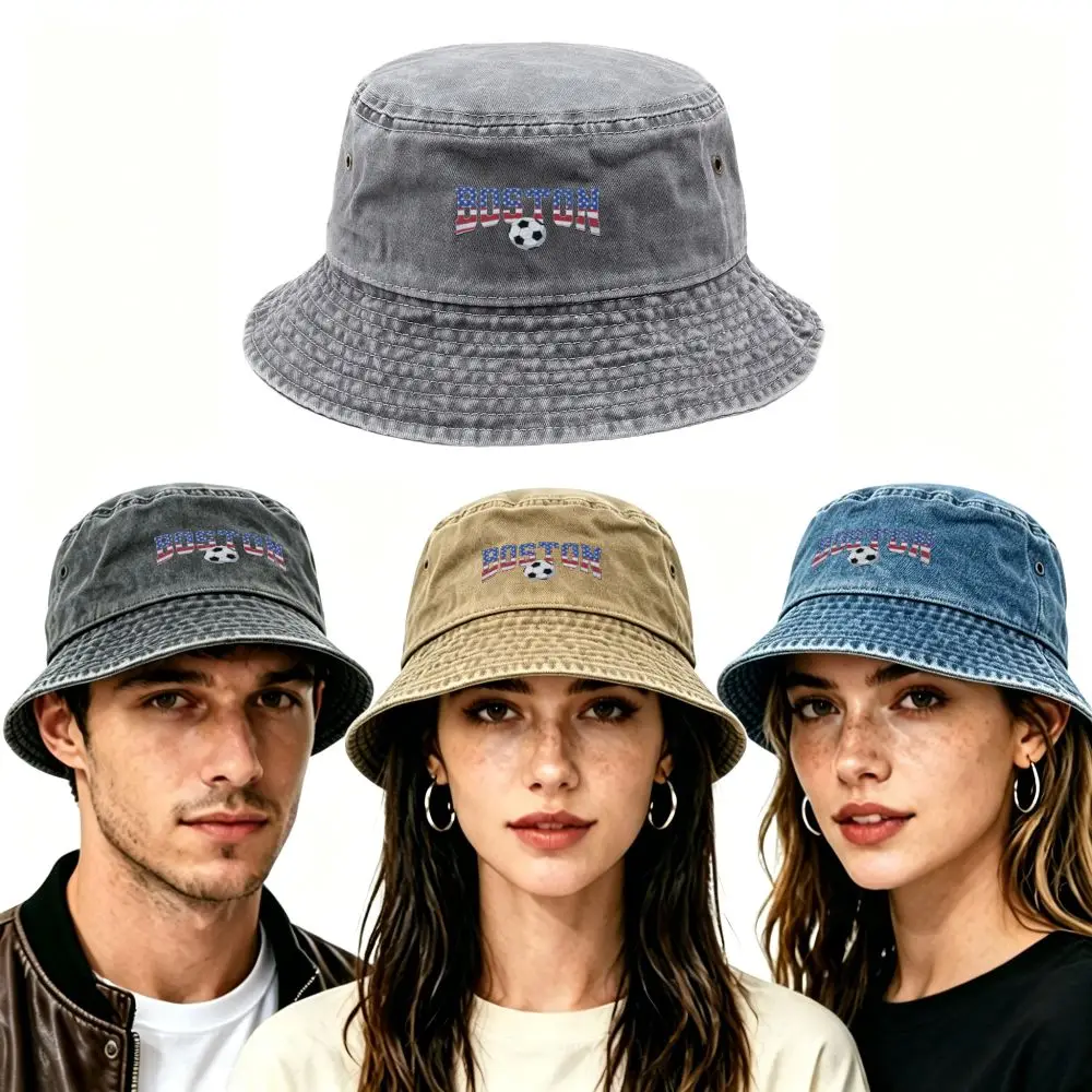 American Flag Washed Boston Bucket Hat for Men Women Teens Outdoor Fishing Birthday Gift Viscose Sporty Lightweight Adjustable B