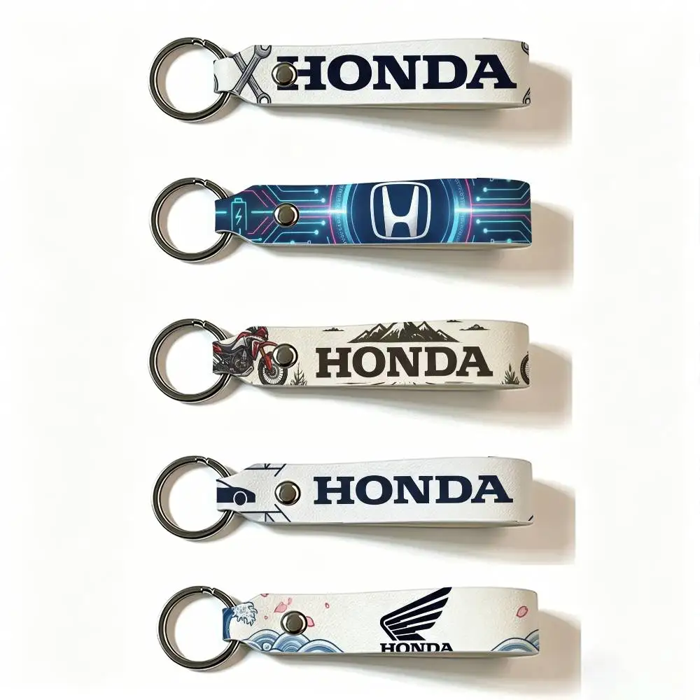 FOR HONDA RACING RIDE PU Leather Keychain Minimalist Key Holder Durable Key Organizer Car Keys Bag Accessories Gift