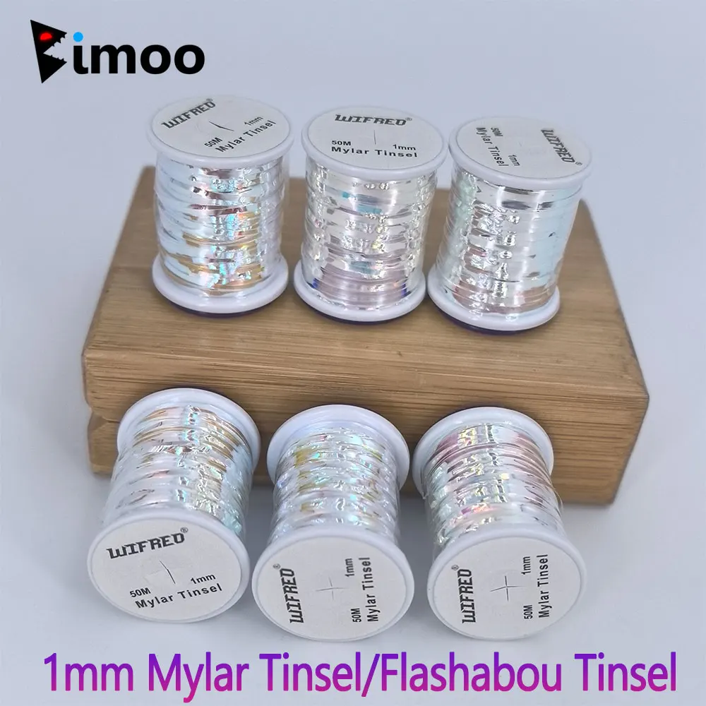 

Bimoo 2 шт. 1 мм плоская майларовая мишура Flashabou мишура для завязывания мушек материал для сухой и влажной нимфы стример приманки для морской ловли форели