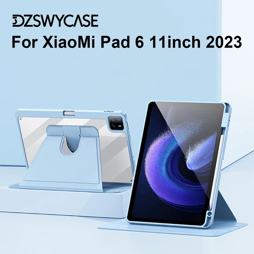 360° Rotation Protective Case For Xiaomi Pad 6/6Pro 11 Inch 2023 Cover Casing With Pencil Holder Ultra Clear Back Case