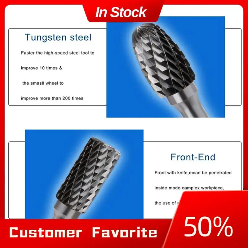 

AT03 Top Carbide Rotary Burr Set 12MM Head With Shank Double Cut File For Drill Bits, Polishing,Engraving,Drilling,5 Pack