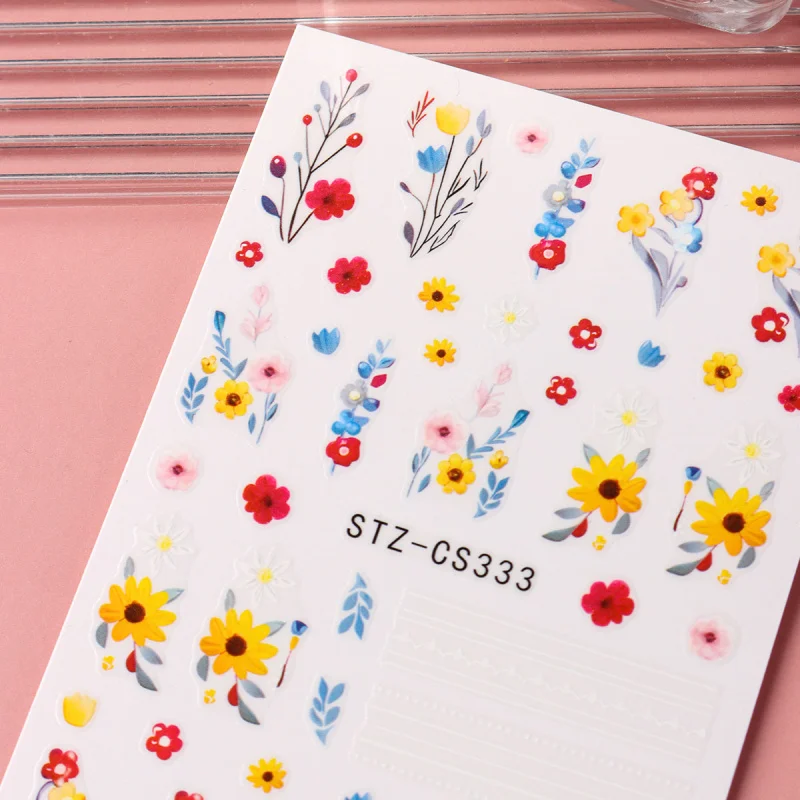 2 pezzi adesivi per nail art floreali autunnali girasole foglie di vite disegni decalcomanie autoadesive 3D affascinanti cursori per manicure per unghie autunnali