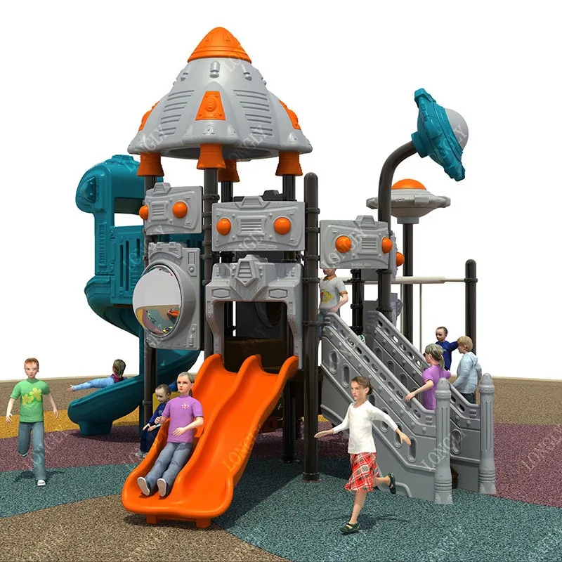 Popular Rocket Castle Theme Amusement Park Equipment Kids Slide Outdoor Playground