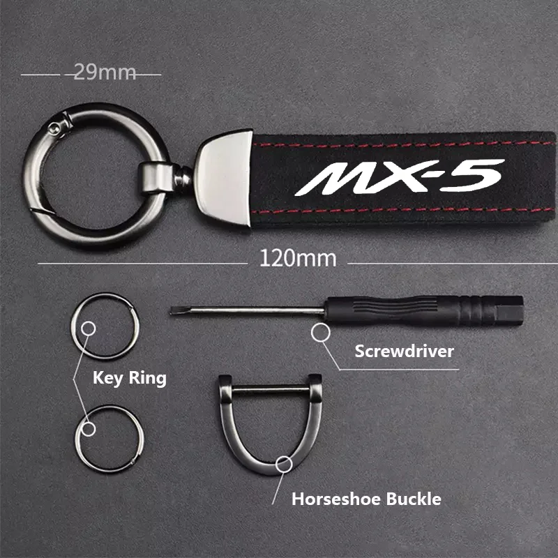 Suede Kaychain Car Key Ring Holder Pendent High-end Gifts For Mazda MX-5 Miata NA NB NC ND 1990-2019 2020 2021 2022 2023