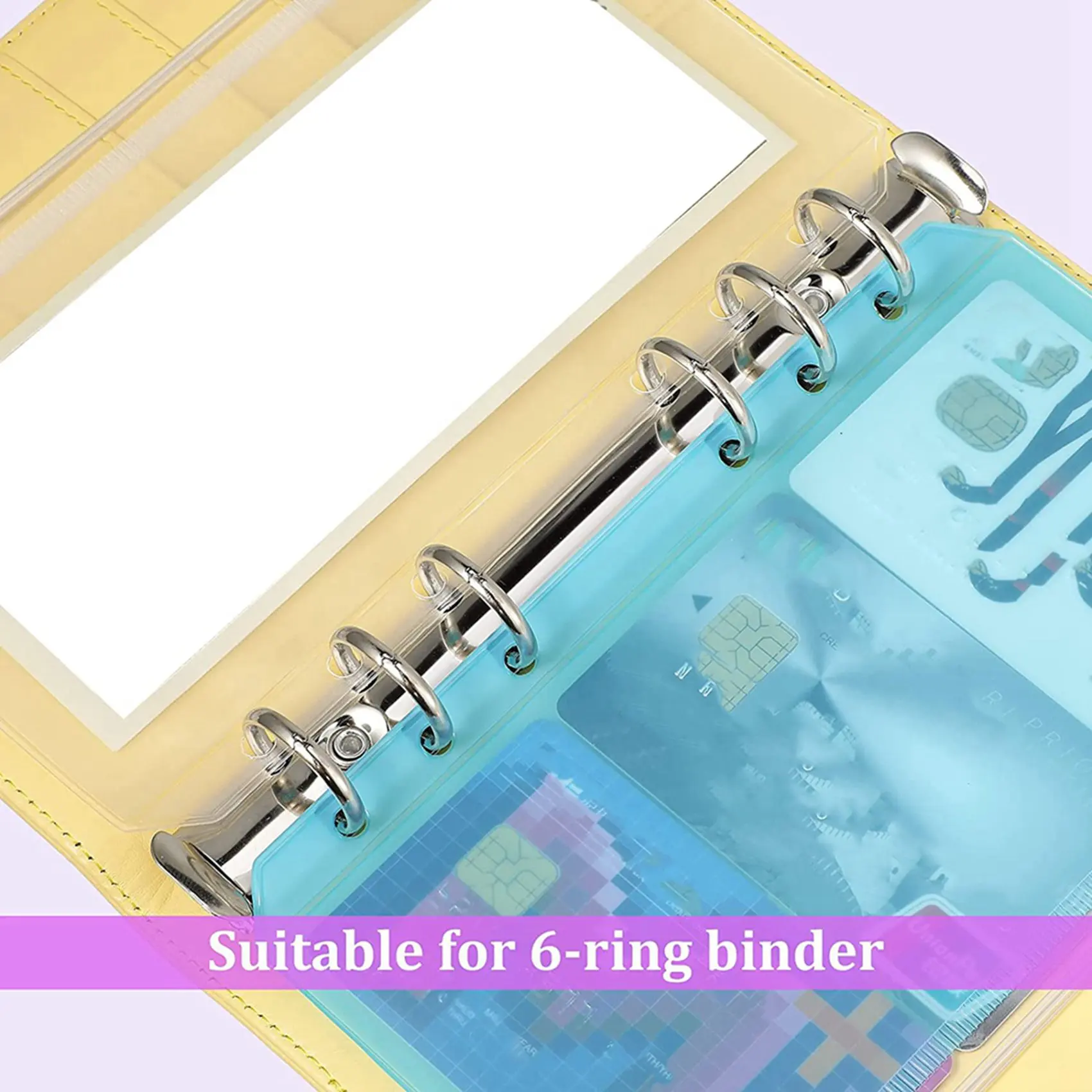 

OFSS-28 Pieces Binder Pockets A6 Size 6 Holes Binder Zipper Folders Waterproof PVC Loose Leaf Bags For 6-Ring Binder Notebook