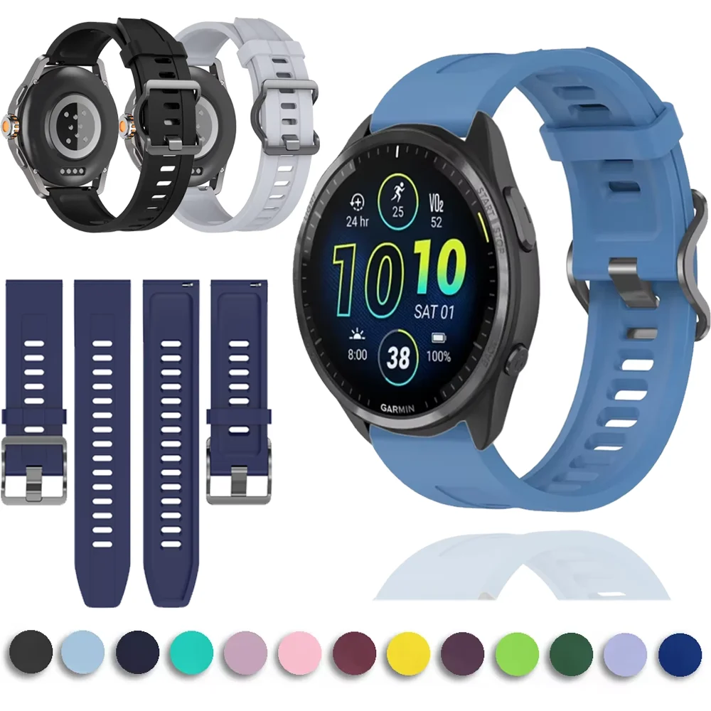 22mm Silicone Strap For Garmin Forerunner 265 965 955 255 970 Sports Bracelet Watchband For Garmin Venu 3-4/Vivoactive 4 Correa