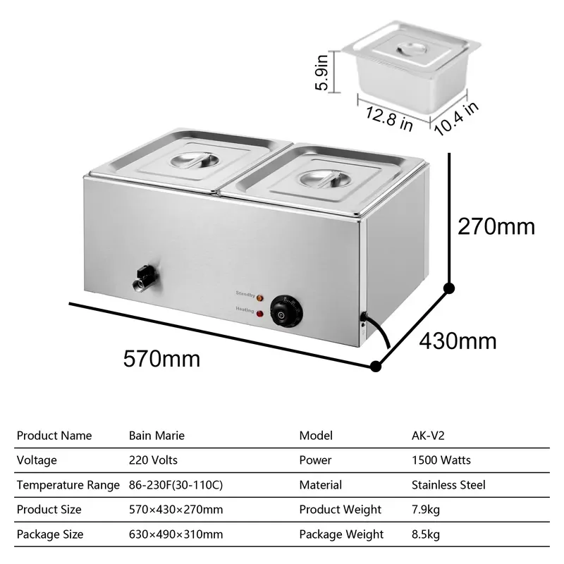 17L Stainless Steel Electric Thermal Insulation Pot Commercial Food Warmer Display Heating Buffet Server Catering Equipment