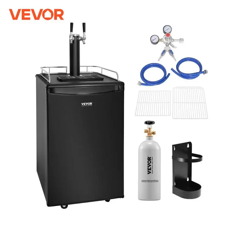 Vevor-ダブルタップビールディスペンサー付きビール樽,大型樽冷蔵庫,CO2シリンダー,棚付き