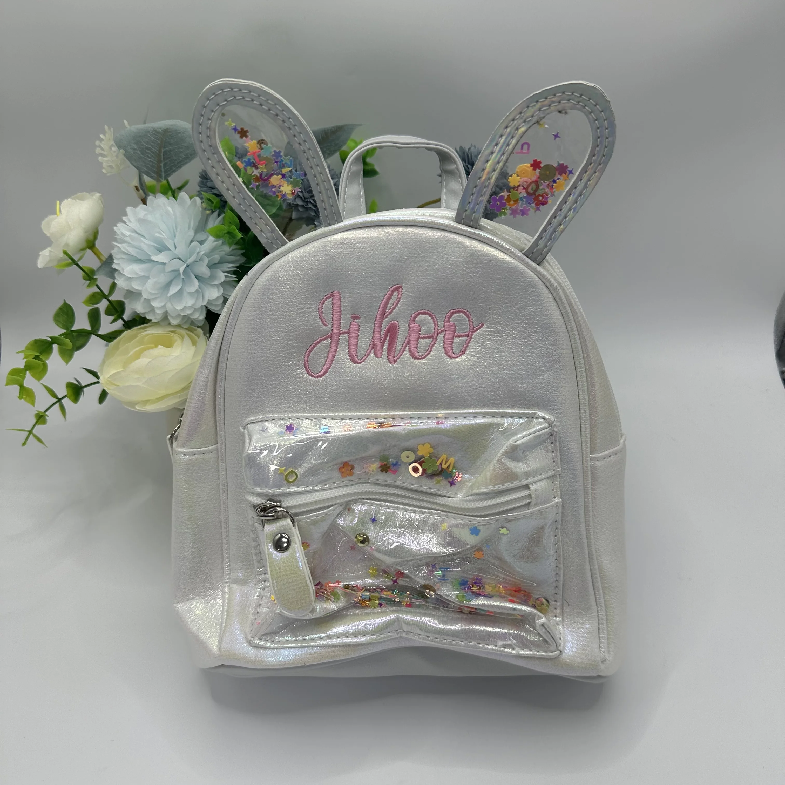 Personalized Name Big Tail Cat Cartoon Rabbit Ears Backpack Fashion Leisure Cute Princess Girls' Bag Vital Girls' School Bag