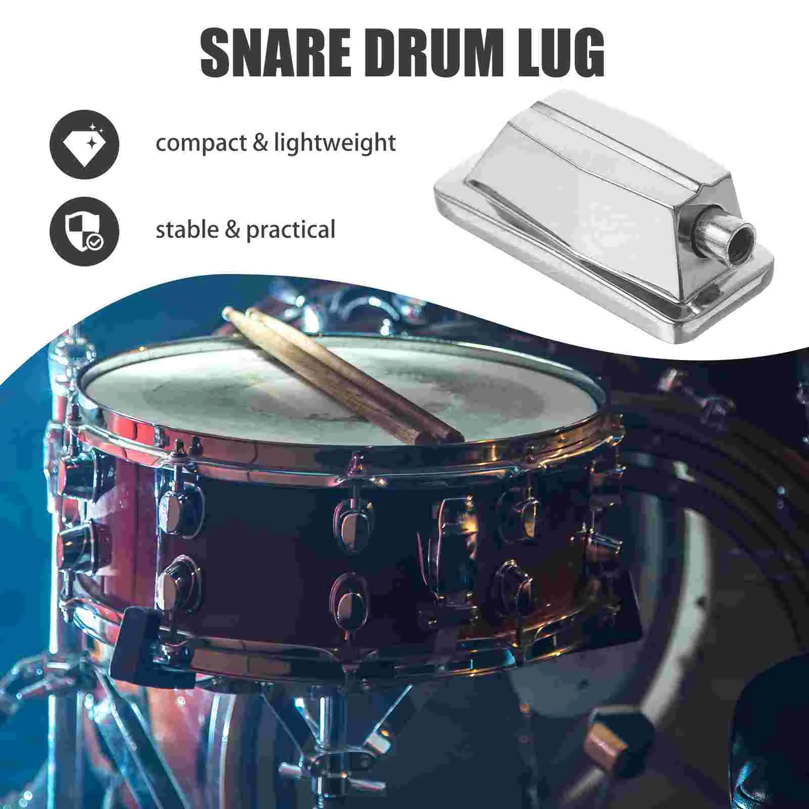 5 Pcs Single End Drum Sets Silver Metal Rectangle Drum Set Metal Drum Replacement Parts Drum Accessories Drum Percussion