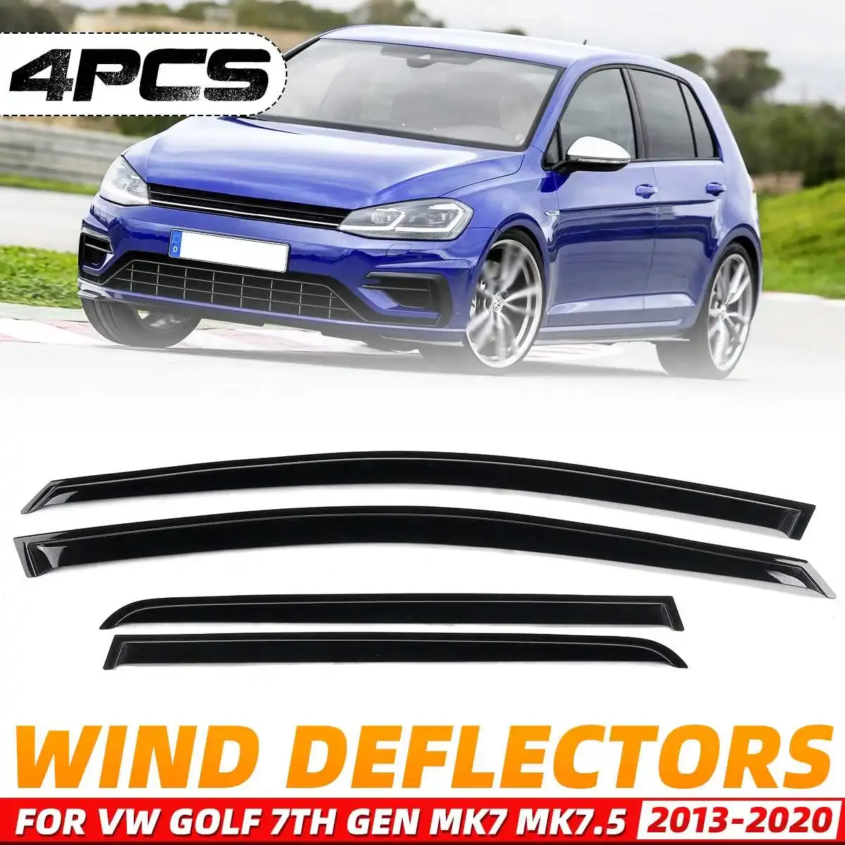 

4PCS Car Window Wind Deflectors Tinted Window Visors Sun Rain Guard Vent Deflectors For VW For Golf 7th Gen MK7 MK7.5 2013-2020