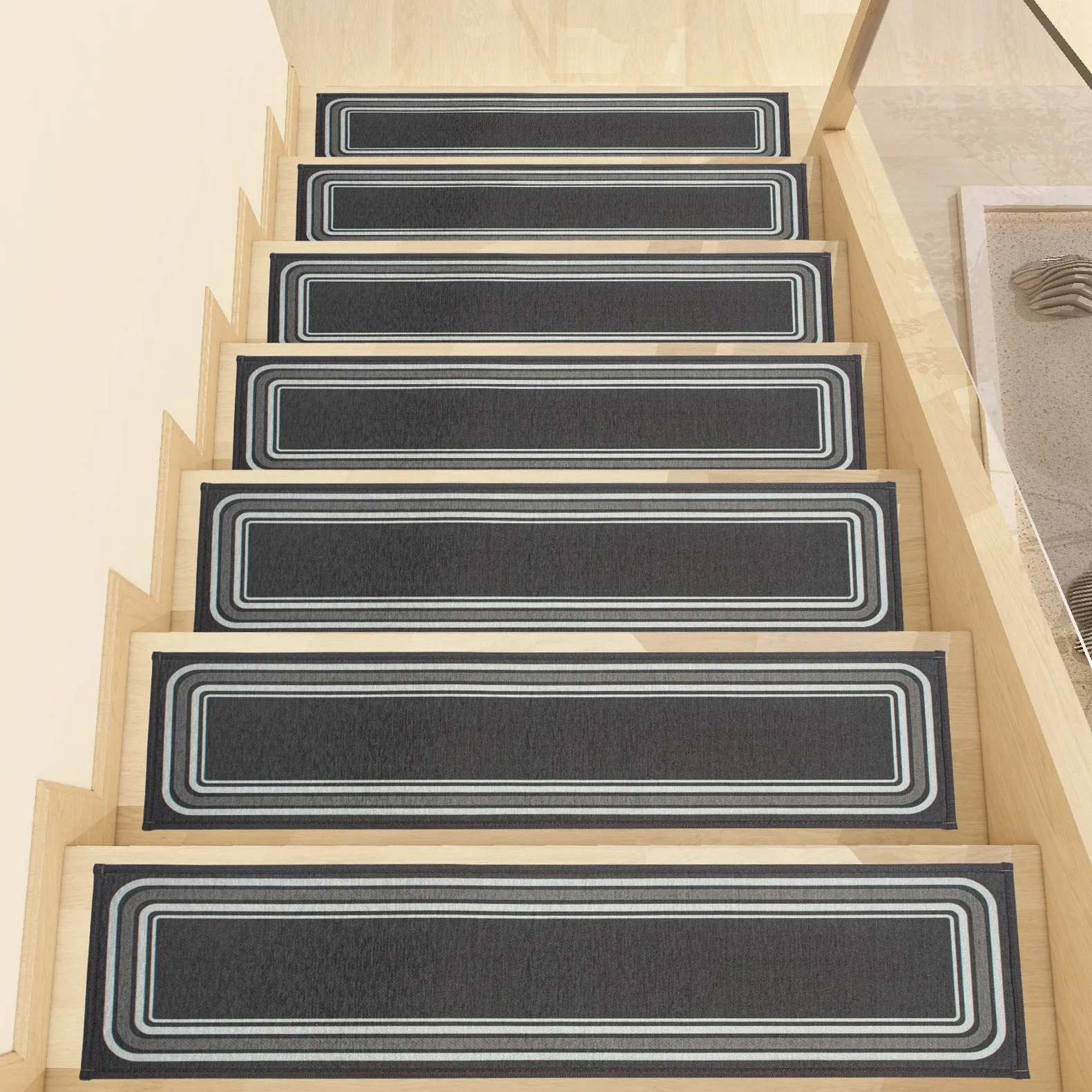 

Indoor Stair Treads Carpet Non Slip Floor Mat with Reusable Adhesive for Kids Elders and Dogs Protect Rug Safety Stepping Mat