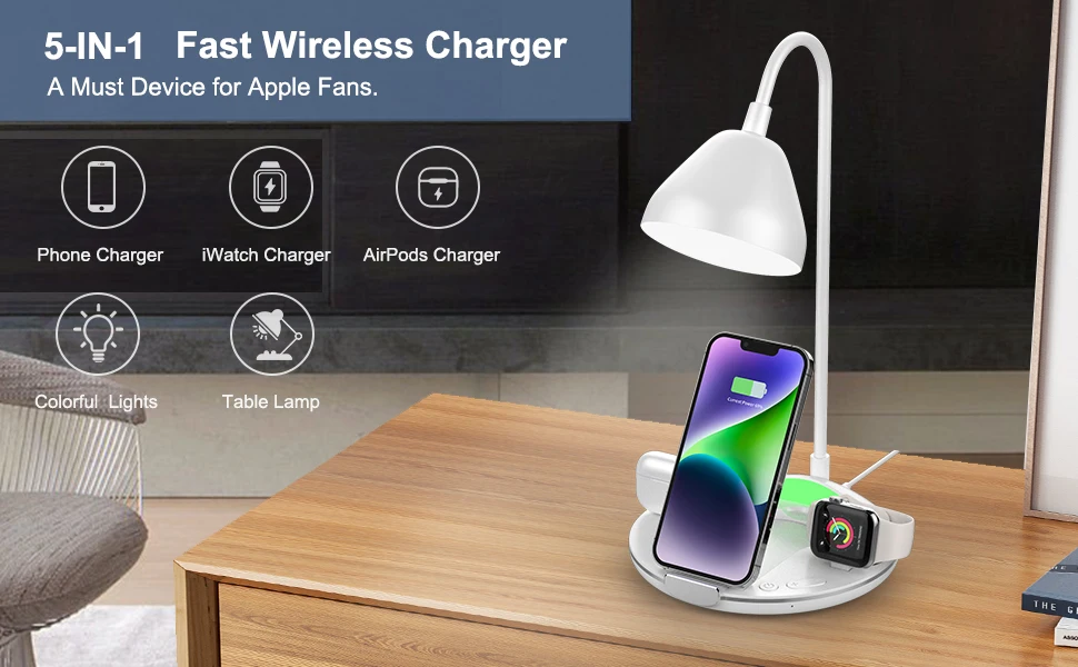 New 5 In 1 Wireless Charger 15w Table Charger