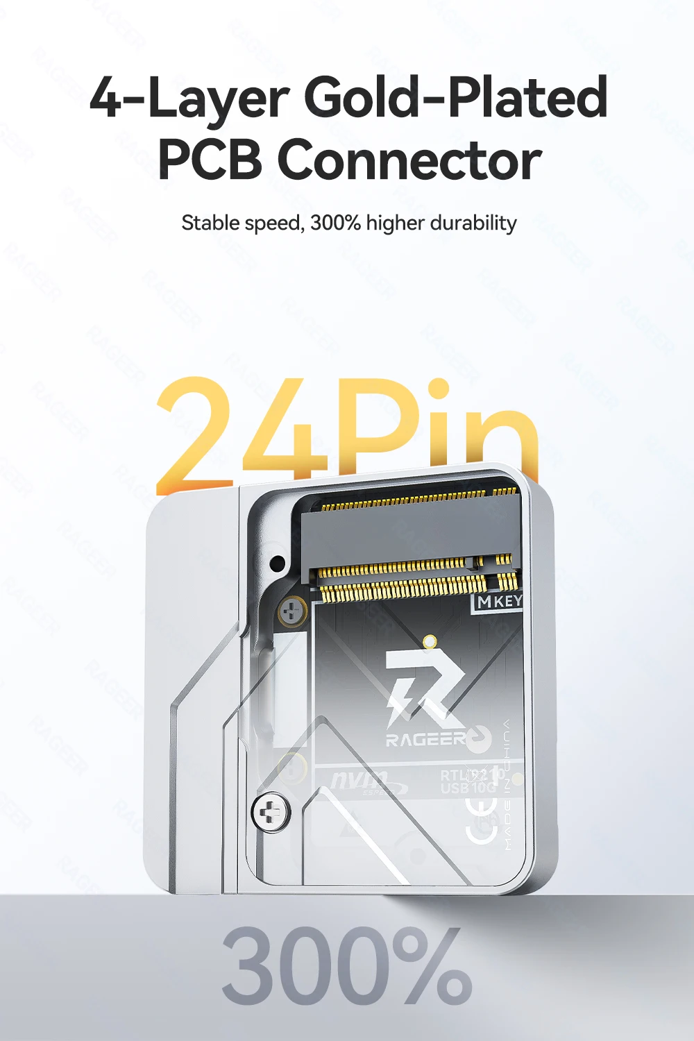 RAGEER 2230 M.2 NVMe SSD Plug-n-Play-Gehäuse - USB 3.2 (10Gbps) Aluminiumgehäuse mit Magnetabdeckung, Typ-C-Anschluss, 9210-Chip – Detail 11