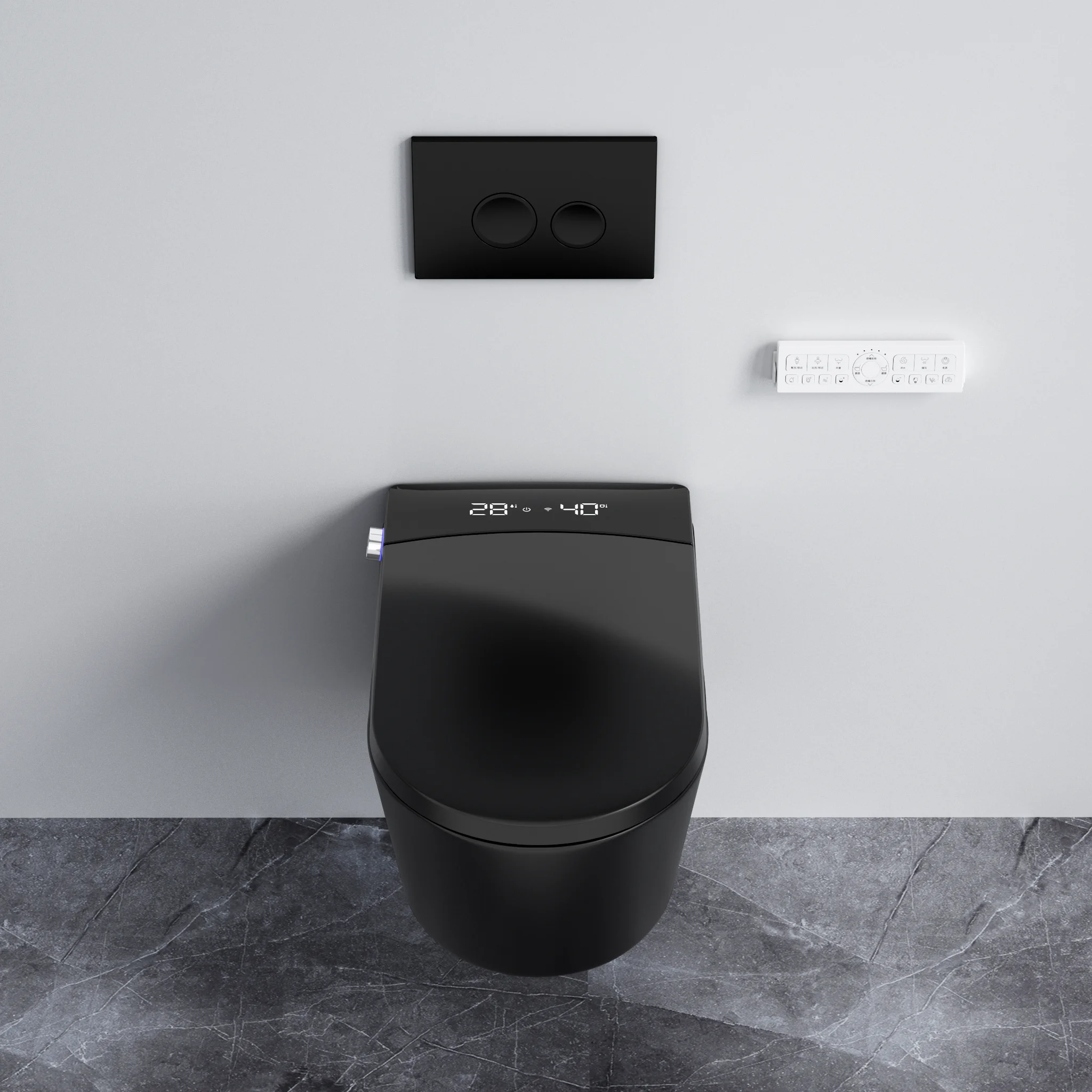 No Water Pressure Automatic Smart Toilet Wall Mounted Auto Flush Bidet Matte Black Intelligent Smart Toilet