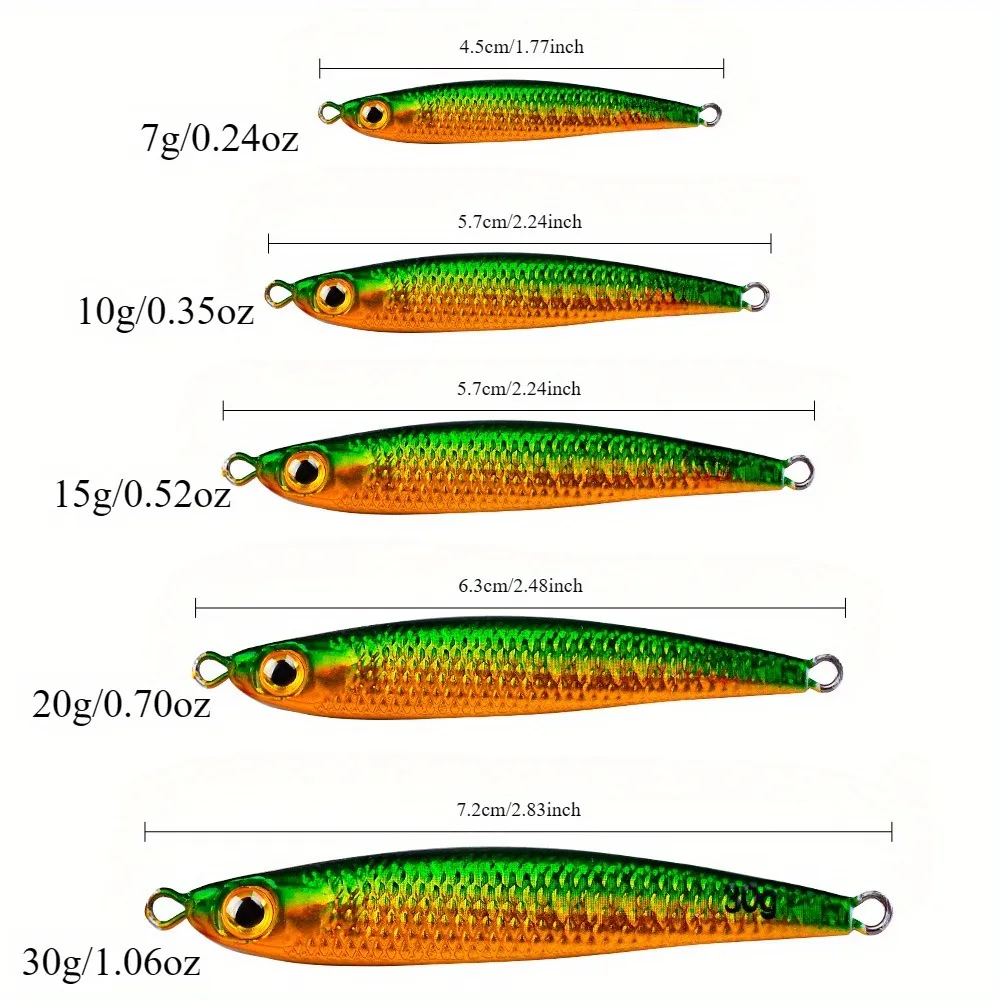 Ackibbik 5 szt./zestaw 30g Metalowe Jigowe Przynęty Sztuczne Twarde Przynęty do Wędkarstwa Morskiego Jig 7g 10g 15g 20g 30g Przynęty Jigowe Akcesoria do Wędkarstwa Morskiego