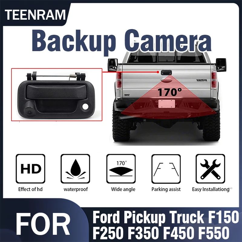 TEENRAM for Ford Pickup Truck F150 F250 F350 F450 F550 Vehicle Backup Camera HD 170° Rear View Tailgate Handle Reverse Camera