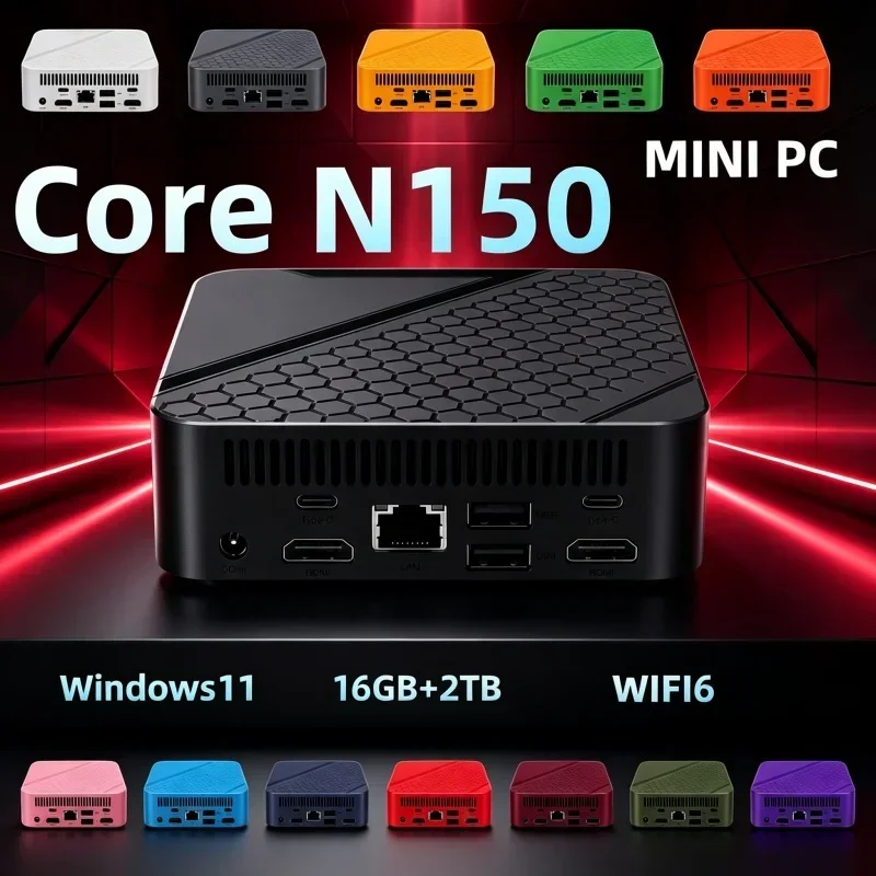 2026 Space‑Efficient Mini Pocket Desktop Core N150 13 Color 16GB RAM 1/2TB SSD BT5.2 WiFi6 Win11 4K Game Work PC