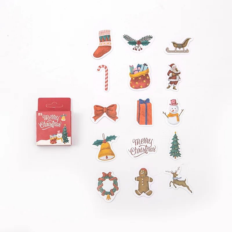 45pcs Etori Life Merry Christmas Box Sticker DIY Decorative Stationery Album Diary Cup Notebook Mobile Phone Toy Scrapbook