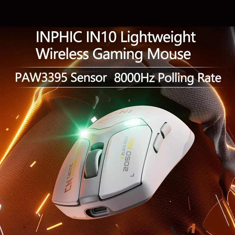 

INPHIC IN10 Wireless Mouse Tri Mode PAW3395 8K Wireless Receiver Low Delay Lightweight Gaming Mouse PC Accessories Player Gift