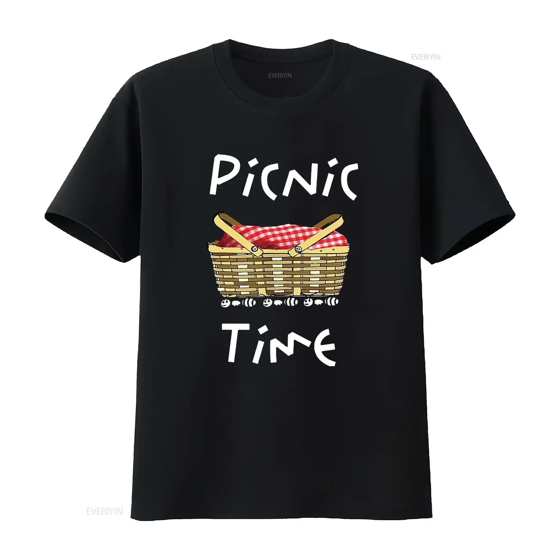 

Picnic Time Ants Carry off the Basket Funny Design T Shirt vintage Washed Breathable fashion Unisex Versatile