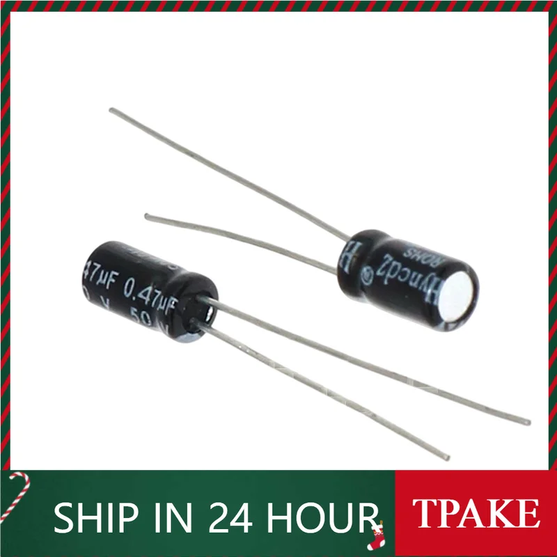 50/1000pcs 0.47uF50V 50V0.47uF 0.47MFD 50Volt 4*7mm 470nF Aluminum Electrolytic Capacitor Radial