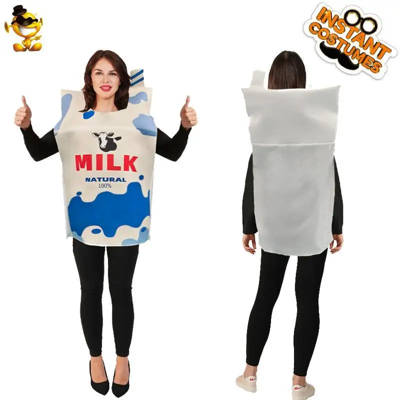 

Костюм для взрослых на Хэллоуин в коробке с молоком, забавный костюм для ролевых игр, одежда для выступлений на сцене, женское осеннее вечернее платье из искусственной кожи KTV