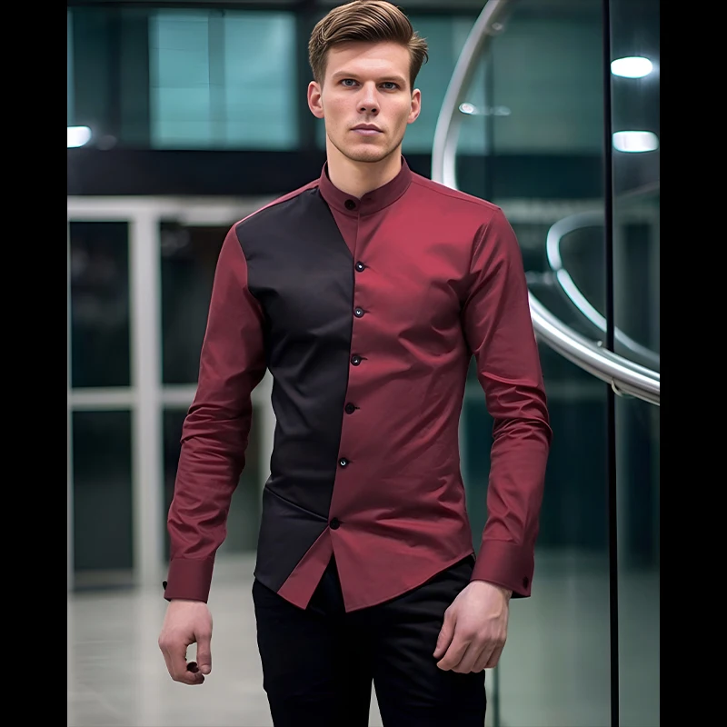 Happyjeffery Mens Casual Geometric Shirt Turn-down Collar Men Long Sleeve Shirts Man Designer Cloth S46