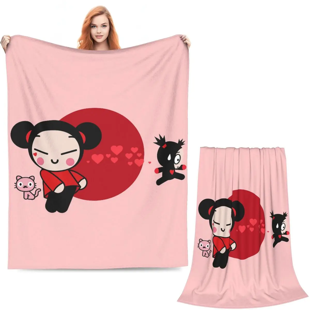 Cartoon Garu Pucca Animation Blankets Soft Warm Flannel Throw Blanket Bedspread for Bed Living room Picnic Travel Home Sofa