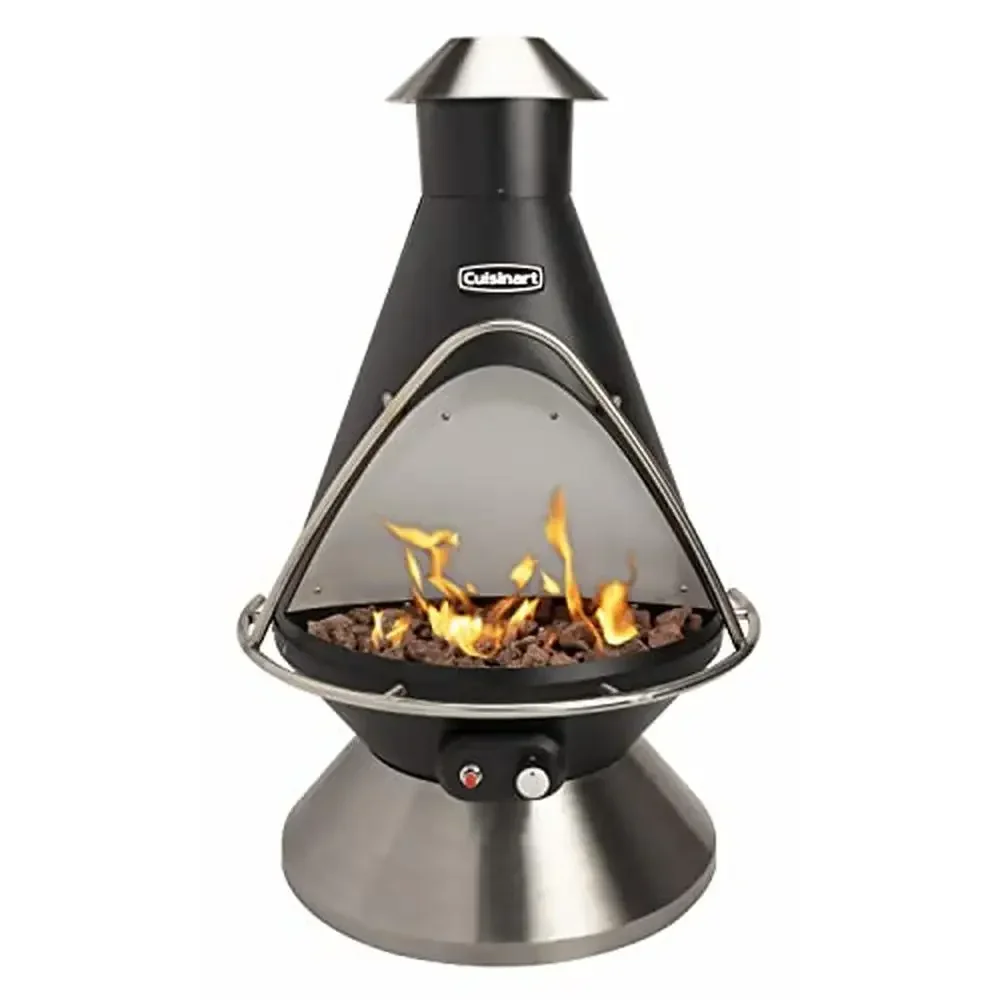 Outdoor Propane Fire Pit Patio Heater 40,000 BTU with Safety Switch Painted Steel Frame Stainless Base 8 lbs. Lava Rocks 31