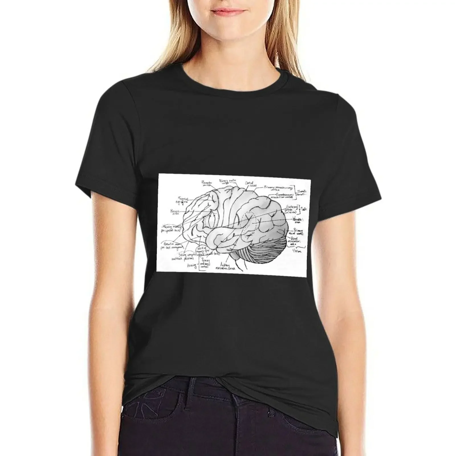 

Labeled Brain T-Shirt cute tops vintage clothes Female clothing t shirts for Women