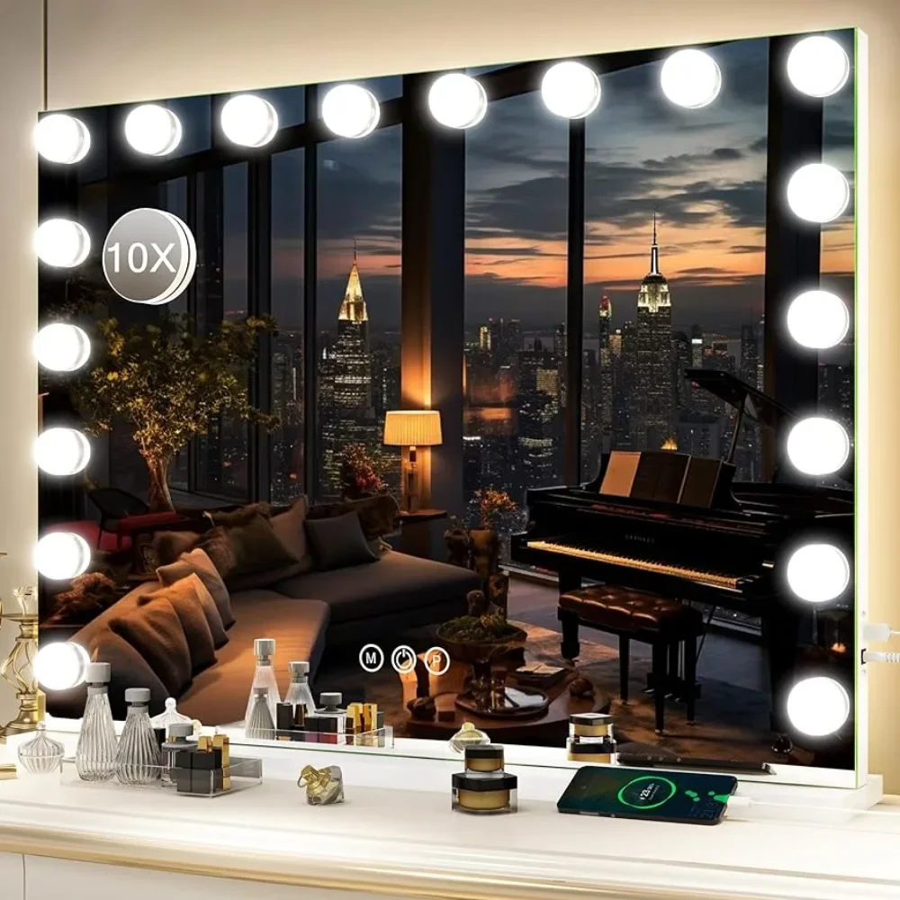 32x24.5 Large Lighting Mirror, Makeup Mirror With 18 Dimmable LEDs, Suitable For Vanity Countertop Mirrors