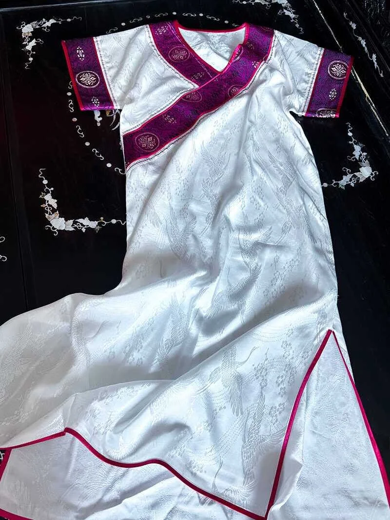 

Hand Embroidered Long Qipao Dr Ele National Sle Daily Wear Summer Cotton Maxi Dr for Women over 35 Years Old