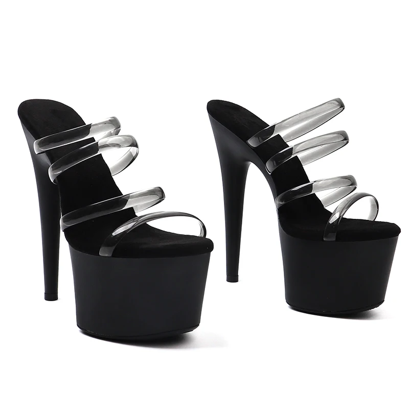 Leecabe 17CM/7Inch PVC upper party Slippers sandals Trendy fashion Platform High Heels stripper heel  Pole Dancing  Shoes