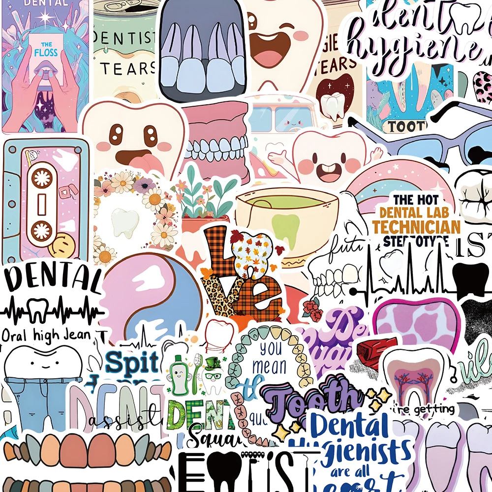 10/30/50pcs Cute Cartoon Dente Dentale Adesivi Divertente Creativo Graffiti Adesivo per I Bambini Giocattolo FAI DA TE Cancelleria Telefono Bagagli Decalcomanie