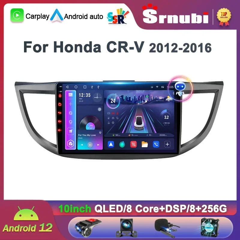 

Srnubi Android 12.0 Car Radio For Honda CR-V 4 RM RE 2012-2016 Multimedia Video Player 2Din GPS Navigation Carplay DVD Head unit