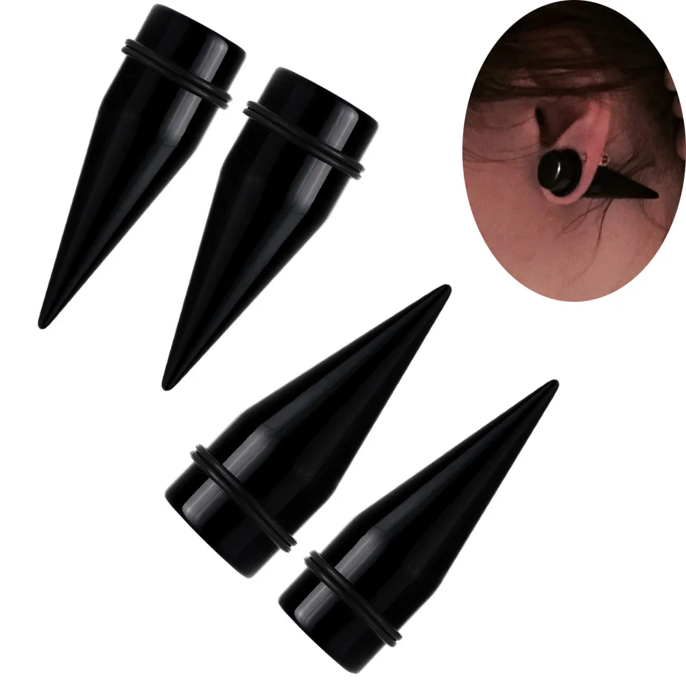 1.6mm 12mm 14mm 16mm big size Acrylic Ear Piercing Tapers Expander Black Flesh Tunnel Body Jewelry