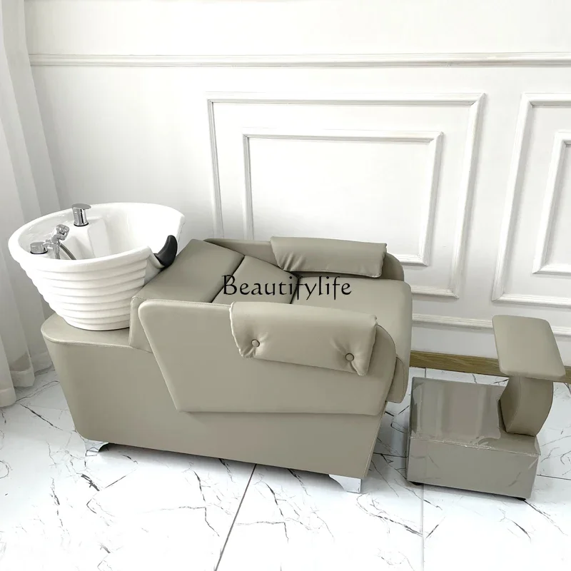 

02Barber Shop Simple Shampoo Chair Salon Ceramic Deep Basin Flushing Bed