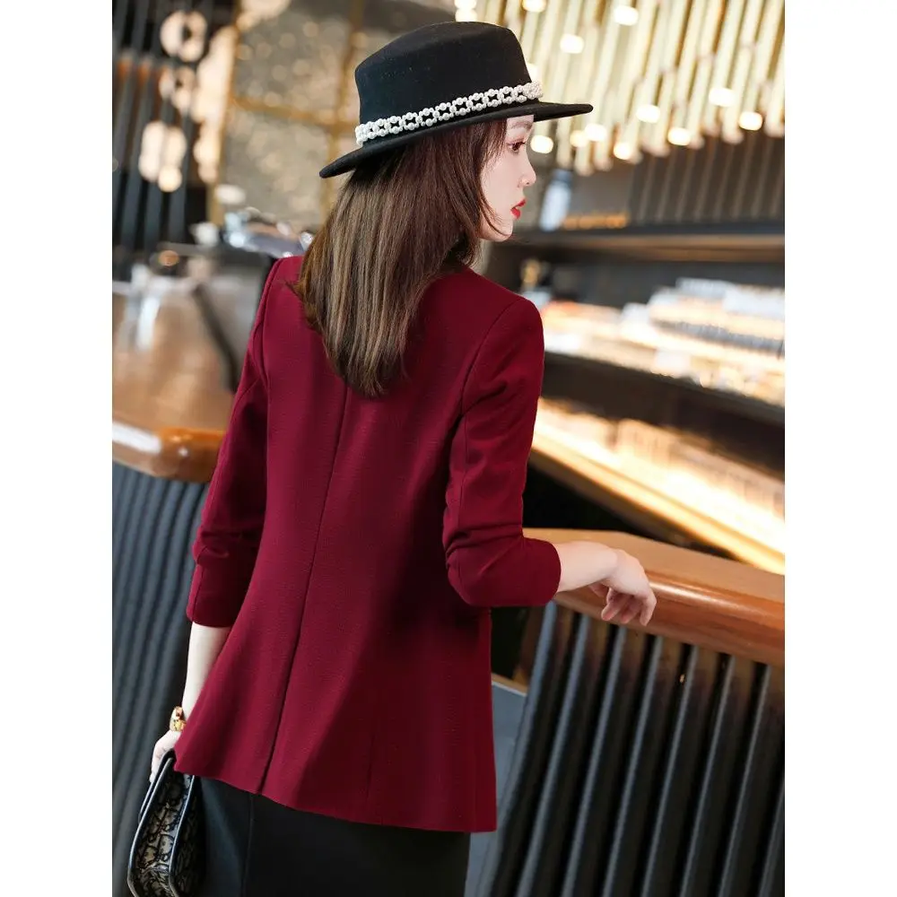 Capable Intellectual Notched Button Loose Solid Color Blazers Formal Office Lady 2022 Women\'s Clothing Thin Autumn Winter Casual