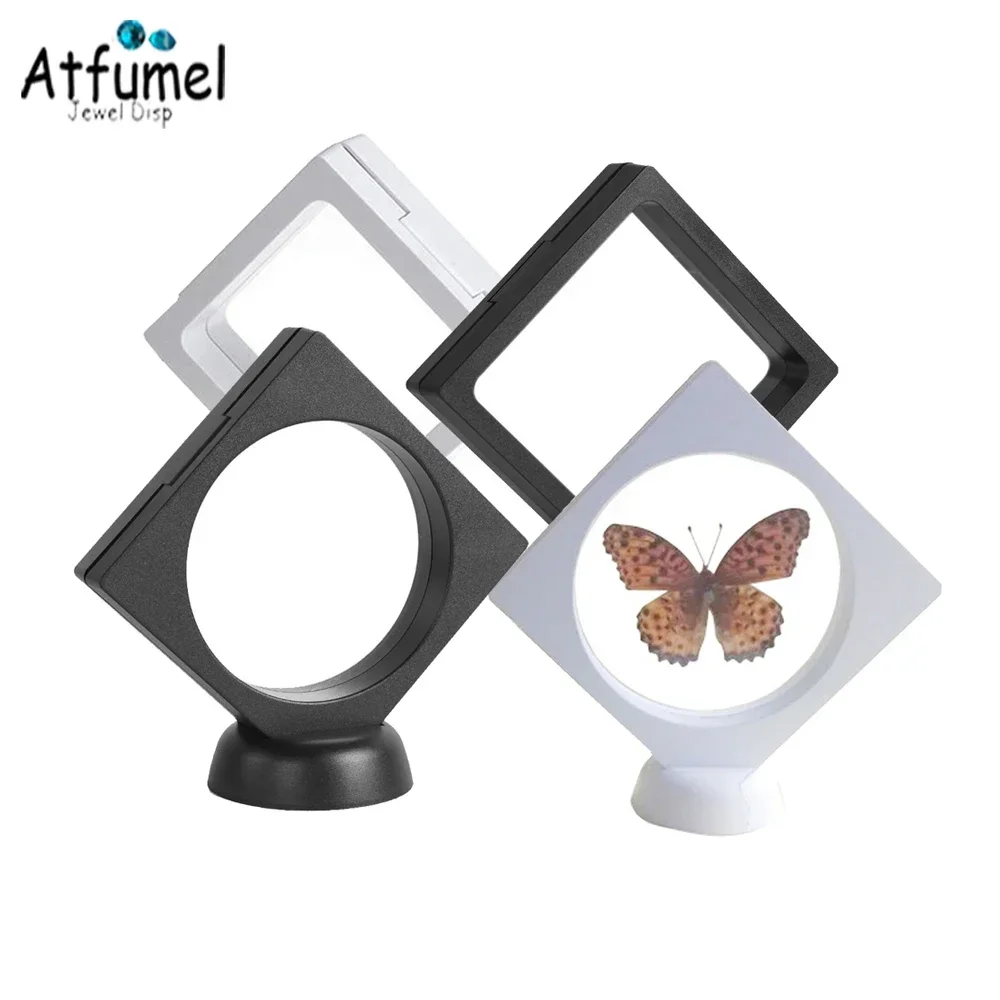10Pcs PET Membrane Ring Jewelry Storage Box Earrings Display Holder Stone Gems Coin Charms Organizer Badge Bracelet Stand 9x9cm