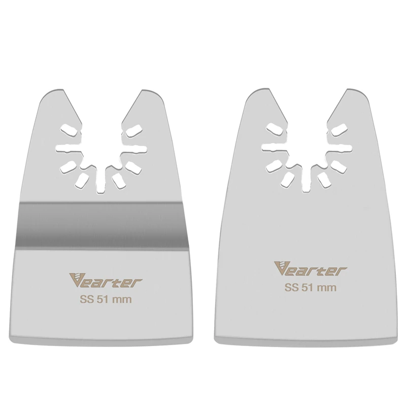 Vearter 2PCS Universal 2Inch(51mm) Stainless Steel Oscillating Multi Tool Rigid Scraper Blades For Paint Grout Removal