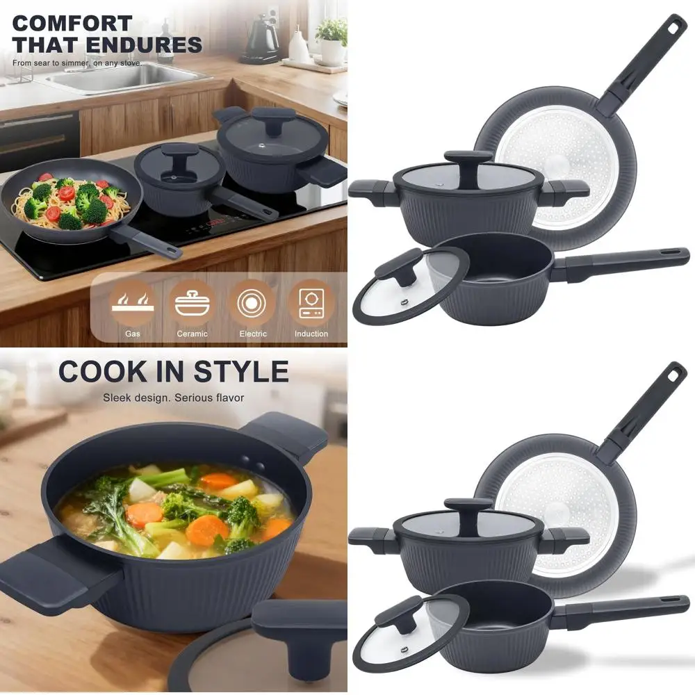 

Toxic-Free 3-Piece Ceramic Nonstick Cookware Set, PFOA/PTFE Free, Induction Compatible, Dishwasher Safe