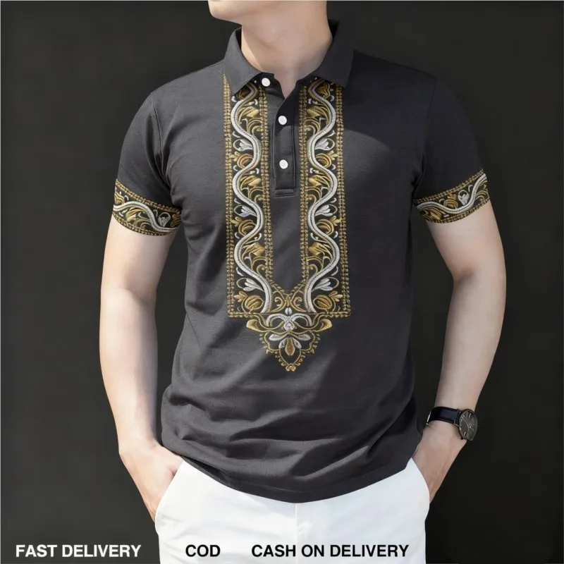 2026 Mens Barong Polo Shirt for men Clothing Ethnic Style Vintage Polo shirt ASEAN Clothing Tops Ethnic Polo Shirt Oversize
