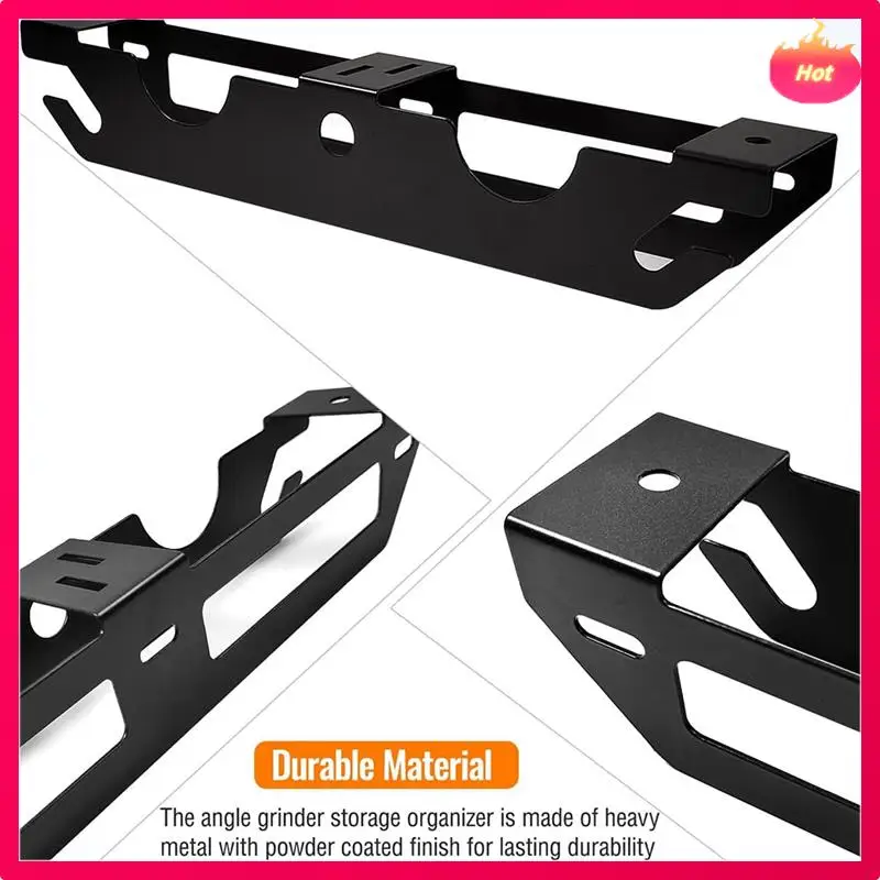 

New 2Pcs Metal Angle Grinder Holder Rack, 4 Bay Power Angle Grinder Stands With Wire Holder, Wall Mount Power Tool Organizer