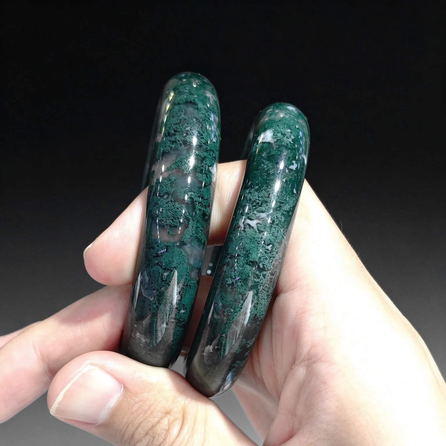 Aquatic Moss Agate Bangle Bracelet Natural Green Chalcedony Solid Gemstone Wristlet Aesthetic Fine Jewelry Present for Sister