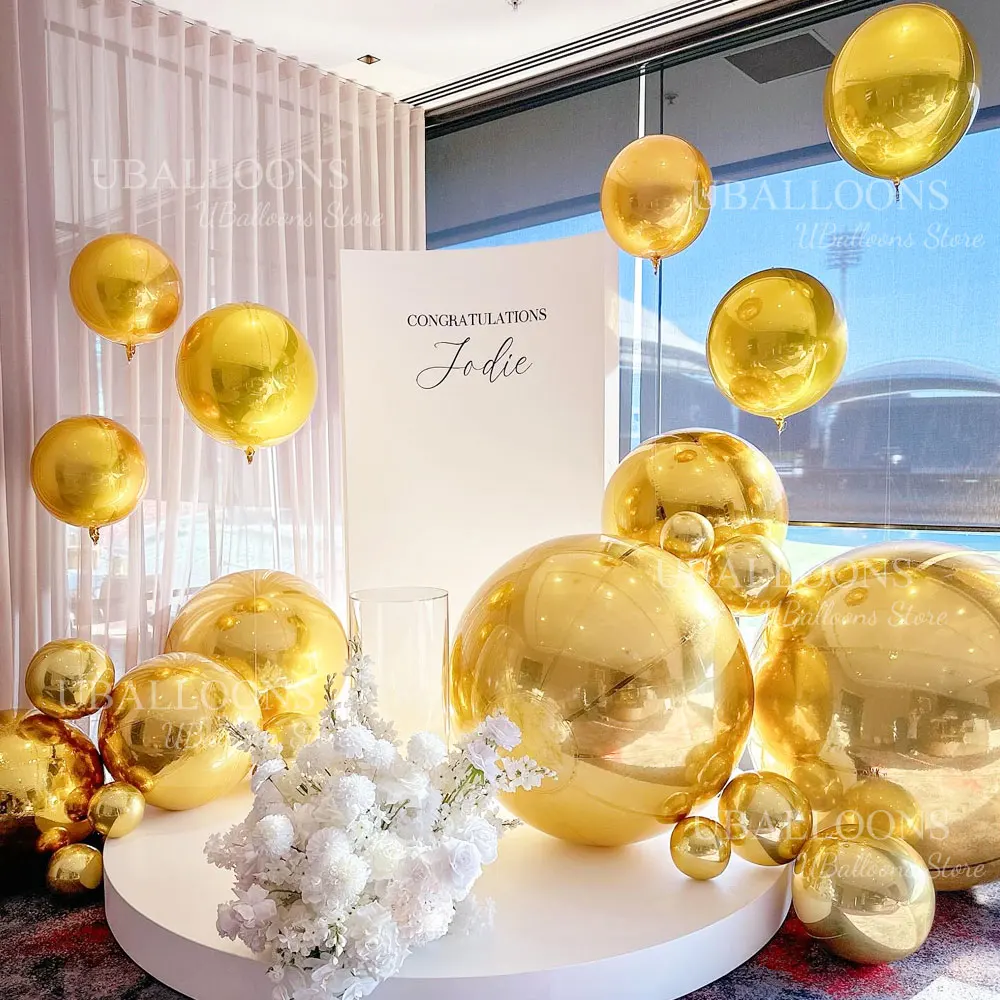 10~70 Zoll Silber 4D Runde Luftballons Metall Gold Silber Große Riesenfolie Runde Luftballons für Geburtstag Hochzeitstag Party Deko – Detail 12