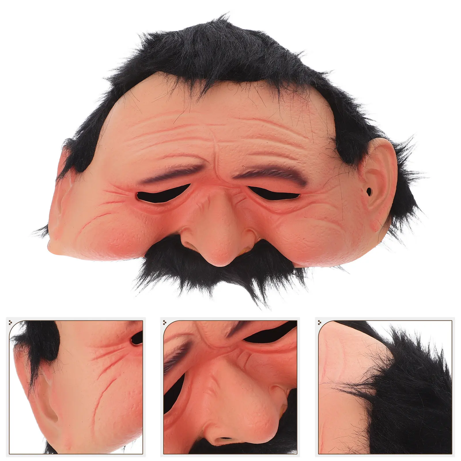 Masquerade Costumes Halloween Mask Dress up Human Wrinkle Face Cosplay Old Men Latex Scary